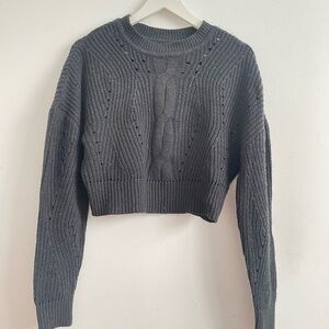Gray Cable Knit Women's Sweater frank & oak